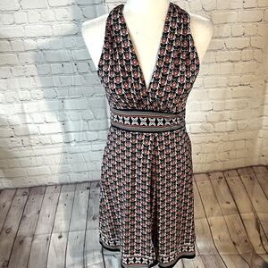 COPY - Small MAX STUDIO halter dress. Sleeveless Flower pattern. Pink/ navy. Fl…